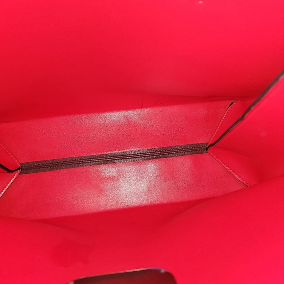 VALENTINO Burgundy Leather V-Ring Tote Bag - Picture 12 of 16